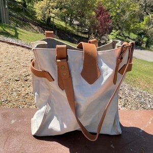 canvas and leather tote